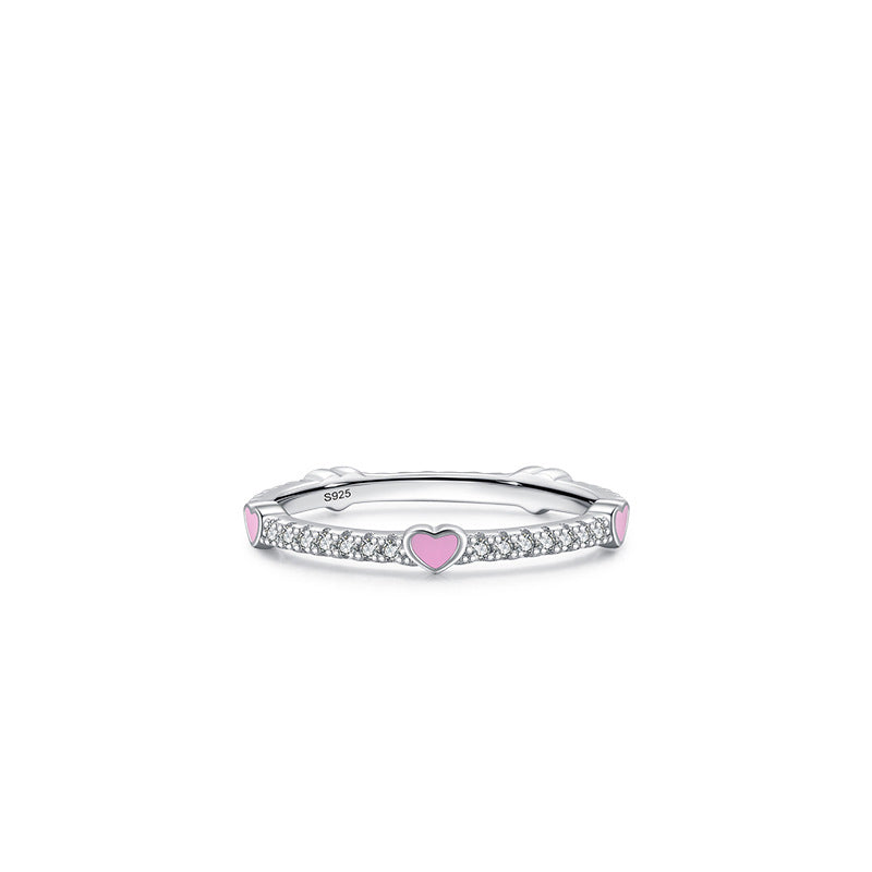 Wholesale S925 Sterling Silver Rainbow Heart Diamond Ring Bracelet OLY-BT-MoD002